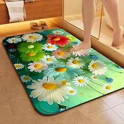 SAXAT Water Absorbent Rectangular mats for Bathroom Kitchen Door mat Anti Slip Skid Bath mat (Design 6)-picture-11