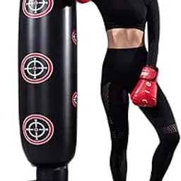 Punching Bag with Stand Adult,Kizcmvre Inflatable Freestanding Heavy Duty Boxing Bag,Women Men Training Equipment Exercise Boxing Standing Punching Bag (Black).-picture-29