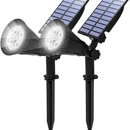 T-SUN Solar Spotlights Outdoor, 2 Pack White LED Landscape Lights, Waterproof Solar Powered Light with Auto On/Off, Adjustable Wall Lights for Yard, Garden, Patio, Driveway, Pool-picture-35