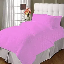 Trance Home Linen Zippered 100% Cotton 200TC Satin Stripe Single Duvet Cover Quilt Cover Blanket Cover Razai Comforter Cover with 1 Pillow Cover (Light Pink)-picture-20