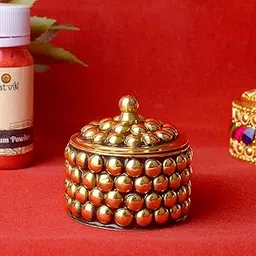 SATVIK Fancy Sindoor Dani, Sndoor Box, Kumkum Box Sindoor Dibbi | Pooja Articles Gifting Sindoor Dibbi - Kumkum Box Kumkum Holder Ideal for Gifting & Decoration (Design-2)-picture-17