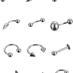 yellow chimes Stylish Piercing Ear Eyebrow Nose Lip Stainless Steel Body Jewelry Set for Women and Men-picture-39