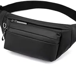 ketmart Mens and Women Fanny Pack Wasit Bag with Triple Pockets Design Adjustable Large Size Belt Water-Resistant for Men Women Running Workout Hiking Travel Outdoor Picnic. (Black)-picture-14