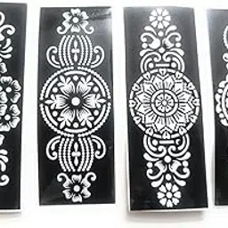 MRACE Decorative Mandala Henna Stencil Template for Arms-Bajuband, Mehndi Design Pattern, Traditional Indian Style Body Art Sticker- Pack of 2-picture-49