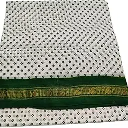 White Dark Green Amri Fashion Women's Pure Sungudi Cotton Saree (Sari) Grand Zari Border Sungadi Saree | Without Blouse | 5.8 Mts-picture-21