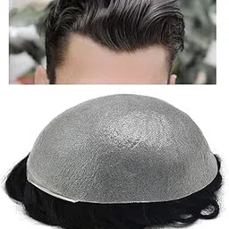 SkyHair 0.08 mm Poly/Skin Base Hair Patch for Men, 100% Natural Human Hair System, Undetectable and Transparent Base Toupee, Natural Front Hair line PREMIUM Hair Wig (9x6, High Density, Natural Black)-image-9