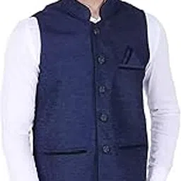 cestrum Men's Cotton Blend Sleeve Less Nehru Jacket Waistcoat-picture-19