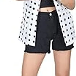 Polka Dot Sleeveless Blazer with Pockets and Lining-image-99
