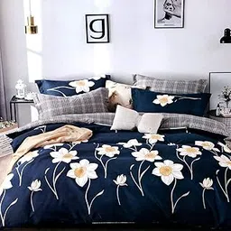 Ketostics Soft Premium Cotton Blend Duvet Cover/Razai Cover/Blanket Cover/Quilt Cover for Single Bed Size with Zipper (Dohar) 90x60 inch (Dark Blue)-image-3