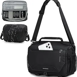 RAINSMORE Camera Bag, DSLR/SLR/Mirrorless Camera Case Waterproof Camera Sling Bag Crossbody Camera Shoulder Bags for Photographers, Black-image-36