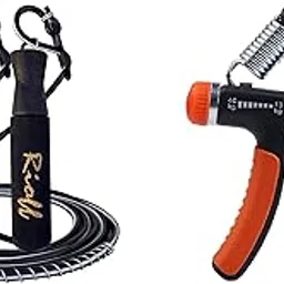 Rioff® Sports Skipping Rope and Hand Gripper Combo Pack for Men Gym Women Weight Loss (Black)-picture-50