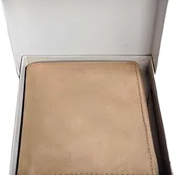 Haroon Genuine Leather (Suede) Bi-Fold Wallet for Men | RFID Blocking, Slim Design, Multiple Card Slots (13 Card Slots, 1 Coins Pocket) Colour (Light Beige)-image-0