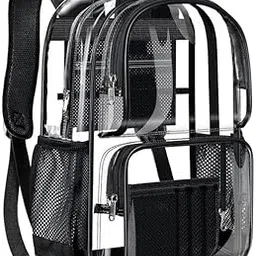 Sturdy Clear Backpack with 2 pocket Stadium Approved Clear Backpack for Man & Women with 2 Bottle Holders for School College Festival Concert Sports Events-picture-41