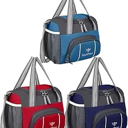 TASCHEN Combo Lunch Bags All Age Carry on School Office & Picnic (Red+Sky Blue+Navy Blue)-picture-35