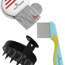 First Beauty 3-in-1 Hair Cleaning Kit – Stainless Steel Lice Comb, Fine Tooth Comb & Silicone Scalp Massager for Healthy Scalp & Smooth Hair-picture-48
