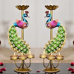 Nesfur Festive Elegance – Peacock Theme Decorative Tealight Stand”-picture-17