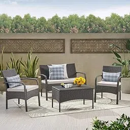 BRISHI Outdoor Sofa Set || Balcony Sofa || Patio Furniture Sets || Indoor Sofa|| Wicker Rattan Garden Sofa Set with Cushion and Center Table (4 Seater-Brown-Beige)-picture-17