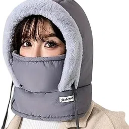 Winter Hooded Scarf | Fleece-Lined Hooded Mask | Thermal Balaclava for Women | Insulated Face Mask for Winter | Winter Hat | Ski Mask with Hood-image-45