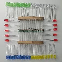 LED Light Kit, 50 Pieces 5mm Assorted Colours with 220 Ohm Resistors, White Red Blue Yellow Green-picture-35