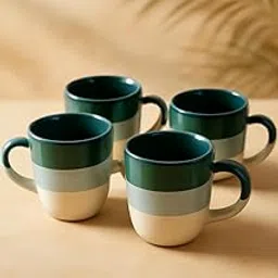 Azure Bloom Ceramic Coffee Mug Set of 2 | 250 ML Each | Handcrafted Glossy Stoneware | Tea, Milk, Hot & Cold Beverages | Mugs for Home, Office, Couples & Gifting (CREEM)-picture-24