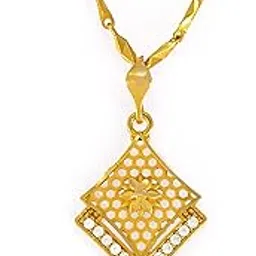 goldcash Anti-Tarnish Gold-Plated American Diamond Studded Pendant and Necklace Chain for Women and Girls Latest Stylish Jewellery for Women Pendant Locket Brass Pendant-picture-29