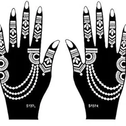 Ivana's Heena Mehandi Tatto Stencil Set for | Hand | Body | Fingure | Face | Heena Art Temporary Tatto for Kids, Girls & Women, Design - Tatto-33, Black, M-image-70