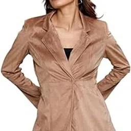 campus sutra Women's Blazer for Casual Wear | Mandarin Collar | Long Regular Sleeves | Button Closure | Blazer Crafted with Comfort Fit for Everyday Wear-picture-32