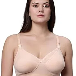 kavya Solid Color Maternity/Nursing Full Coverage Non Padded Bra Beige-picture-12
