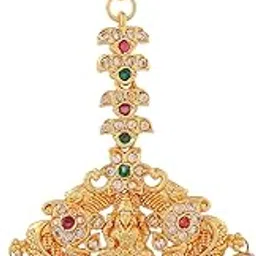 estele Traditional Lakshmi Devi & Floral Designer Maang Tikka's With Pearls & Cubic Zirconia (CZ) Stones for Girls & Women's-picture-21