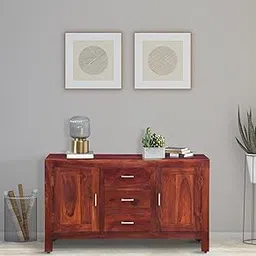 COBRA CRAFT Sheesham Wood Chest of Drawers for Storage with 3 Wooden Drawer and 4 Shelf | Sideboard Cabinet for Storage |Storage Cabinet for Living Room (Honey Oak, H 30 x W 52 x D 16IN)-image-46