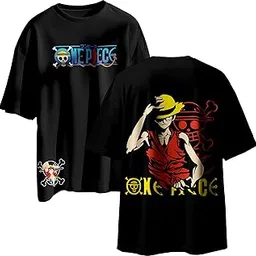 rocky fab One Piece Anime Oversized Tee – Luffy Black T-Shirt for Men, Round Neck, 100% Cotton, Double-Sided Print, Harajuku Streetwear-picture-43