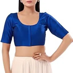 vamas Women's Georgette Padded Self Design Half Sleeve Readymade Saree Blouse (X-1206.ELB)-picture-51