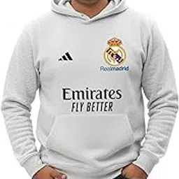 bratmaz Light Grey Melange Fleece Regular Fit Graphic Printed Unisex Hoodie | Hoodies for Real Madrids Fans-picture-12