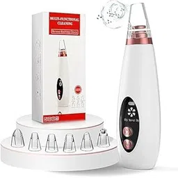 KIDINGTON 6 in 1 Multi-function Blackhead Remover Tools | Electric Derma suction Machine | Acne Pimple Pore Cleaner Vacuum tool - Facial Cleanser Device for Nose & Skin Care (White)-picture-17