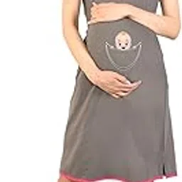 sillyboom - 3.. 2.. 1.. boom !!! Sillyboom Boy Peeking Graphic Print Maternity Tunic Top for Pregnant Women T-Shirt Women's Night Dress Nursing Top Tee Round Neck Half Sleeves for Pre and Post Pregnancy-picture-12