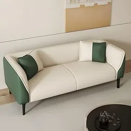 LEGACY OF COMFORT Scandinavian 3 Seater Sofa with Tuxedo Arm and Stain Resistant Feature Three Seater Sofa for Living Room Cream/Green-image-83