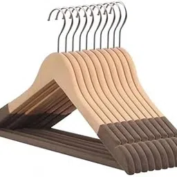 Cloth Hanger – Wooden Cloth Hangers with Non-Slip Velvet Grip and 360 Degree Rotatory Hook - Hangers for Wardrobe Set of (10)-picture-26