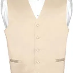 vesuvio napoli Men's Dress Vest & Bowtie Solid Light Brown Color Bow Tie Set for Suit or Tuxedo-picture-12