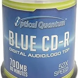Optical Quantum Premium Quality Music Digital Audio Logo Top 700MB 52x Blue AZO CD-R with Noise Free Playback for Optimal Audio Music Recording, 100 Discs-picture-60