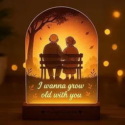 ZOCI VOCI Grow Old with You Lamp – Anniversary Gift for Couple | UV-Printed Acrylic with Wooden Base (Grow Old with You)-image-29