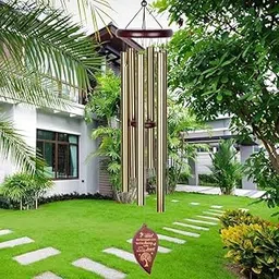 Wind Chimes for Home Balcony Decor Items 6 Pipes Hanging Bells Six Rods for Positive Vibrations & Energy Garden Outdoors Office Melodious Metal Wind Chimes Sound. (Golden Colour)-picture-28