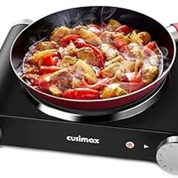 Cusimax Hot Plate Electric Burner Single Burner Cast Iron Heating Plate Portable Burner 1500W with Adjustable Temperature Control Stainless Steel Non-Slip Rubber Feet Black Easy To Clean Upgraded Version-image-19
