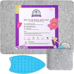 Wool Pressing Mat Quilting Ironing Pad - Mega (17x13.5) Easy Press Wooly Felted Iron Board for Quilters with: Scissors, Tape and Pouch --picture-29