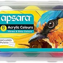 Apsara Acrylic colour 6 shades Kit |06 Colours x 10 ml | Multicolour & Multi-surface | Non-toxic & safe colours | Brilliant Colours | Use for artists, children, boys & girls-image-95