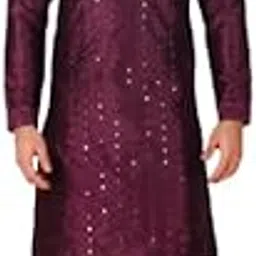 koshin Men's Art Silk Mirror Work Embroidery Kurta & Pyjama For Festive & Wedding-picture-40