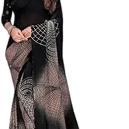 leelavati Printed Bollywood Georgette Saree for Women With Unsticted Blouse Peice (Black) (A-LV 282)-picture-17