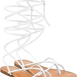 shoetopia Stylish Ankle Wrap Flat Sandals For Women & Girls-picture-11