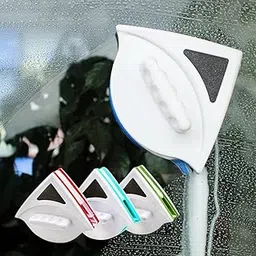 XENGVA Magnetic Window Glass Cleaner | Doublefaced Glass Cleaner | Double-Side Glazed Two Sided Wiper with 2 Extra Cleaning Cotton Squeegee Washing Equipment Household Magnet | (Triangle)-picture-38