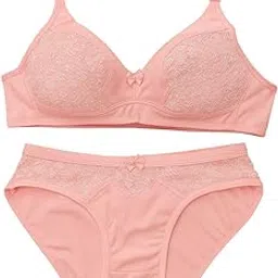 piylu Premium Lycra Four-Way Stretch Lingerie Set | Non-Padded Flower Design Full Coverage Fancy Bra & Panty-picture-55
