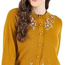 clapton Wool Blend Round Neck Full Sleeve Casual Solid Winter Wear Cardigans for Women-GA3701-picture-16
